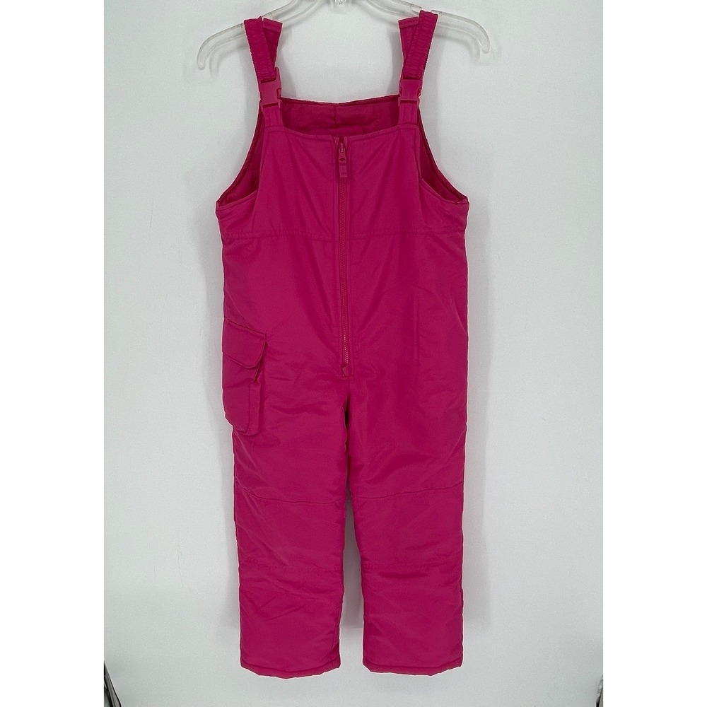 London Fog Girl's Pink Insulated Zip Up Snow Bib Overalls Ski Pants Size M 10-12